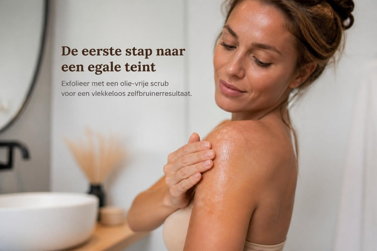 Olievrije scrub voor zelfbruiner: de basis voor een egale tan