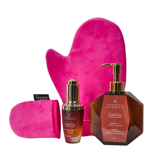 The Ultimate Tanning Bundle Lotion, Drops, Glove and Mini Glove