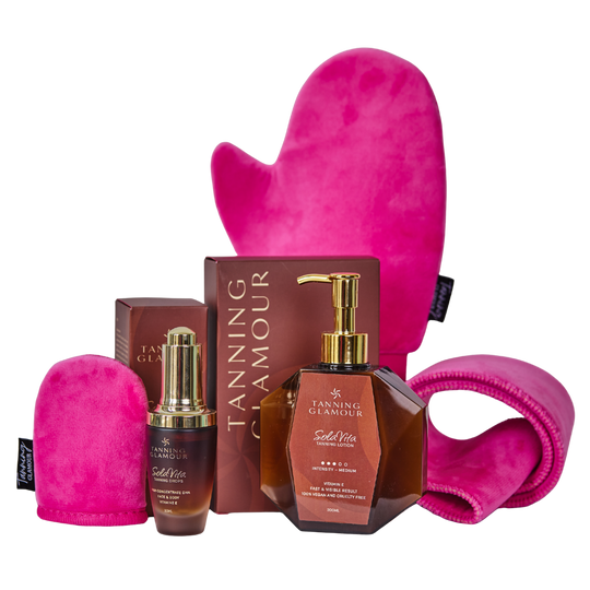 Tanning Glamour Golden Zelfbruiner Bundle (Lotion, Drops, Handschoenen + Rug Applicator)